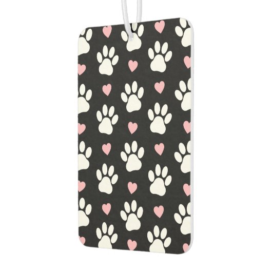 前足、犬の前足、白い前足、ピンクのハート カーエアーフレッシュナー (左)