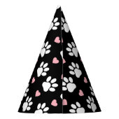 前足、犬の前足、白い前足、ピンクのハート パーティーハット (裏面)