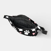 前足、犬の前足、白い前足、ピンクのハート ファニーパック (見開き)