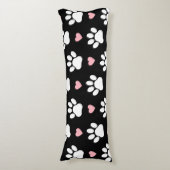 前足、犬の前足、白い前足、ピンクのハート ボディピロー (正面縦)