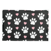 前足、犬の前足、白い前足、ピンクのハート 枕カバー (裏面)