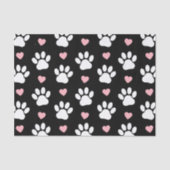 前足、犬の前足、白い前足、ピンクのハート 薄葉紙 (正面)
