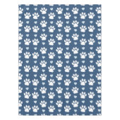 前足、犬の前足、白い前足、青いハートのパターン テーブルクロス (正面)