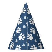 前足、犬の前足、白い前足、青いハートのパターン パーティーハット (裏面)