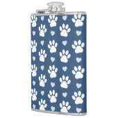 前足、犬の前足、白い前足、青いハートのパターン フラスク (左)