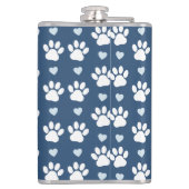 前足、犬の前足、白い前足、青いハートのパターン フラスク (裏面)