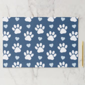 前足、犬の前足、白い前足、青いハートのパターン ペーパーパッド (インサイチュ)