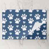前足、犬の前足、白い前足、青いハートのパターン ペーパーパッド (折り畳み)