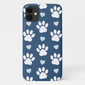 前足、犬の前足、白い前足、青いハートのパターン Case-Mate iPhoneケース (裏面)