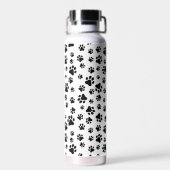 前足、犬の前足、白黒のパターン ウォーターボトル (背面)