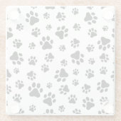 前足、犬の前足、白黒のパターン ガラスコースター (裏面)