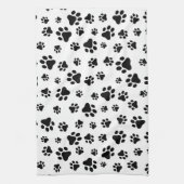 前足、犬の前足、白黒のパターン キッチンタオル (縦)