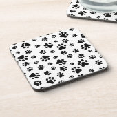 前足、犬の前足、白黒のパターン コースター (左側)