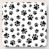 前足、犬の前足、白黒のパターン コースター (正面)