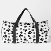 前足、犬の前足、白黒のパターン ダッフルバッグ (裏面)