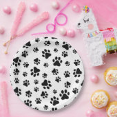 前足、犬の前足、白黒のパターン ペーパープレート (パーティー)