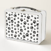 前足、犬の前足、白黒のパターン メタルランチボックス (正面)