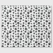 前足、犬の前足、白黒のパターン ラッピングペーパー (フラット)