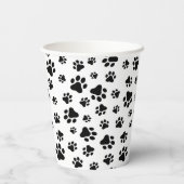 前足、犬の前足、白黒のパターン 紙コップ (裏面)