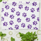前足、犬の前足、紫の前足のパターン キッチンタオル (折り畳み)