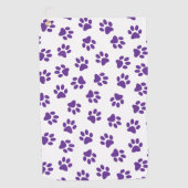 前足、犬の前足、紫の前足のパターン ゴルフタオル (正面)