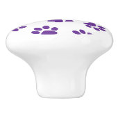 前足、犬の前足、紫の前足のパターン セラミックノブ (側面)