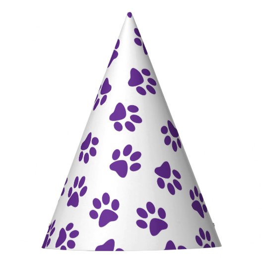 前足、犬の前足、紫の前足のパターン パーティーハット (正面)