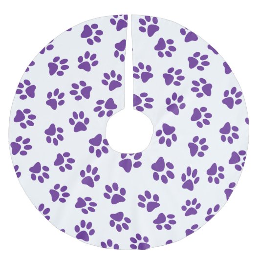 前足、犬の前足、紫の前足のパターン ブラッシュドポリエステルツリースカート (正面)