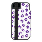 前足、犬の前足、紫の前足のパターン INCIPIO iPhoneウォレットケース (フォリオ裏面)