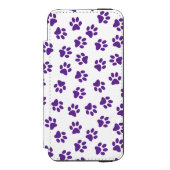 前足、犬の前足、紫の前足のパターン INCIPIO iPhoneウォレットケース (フォリオ 正面)