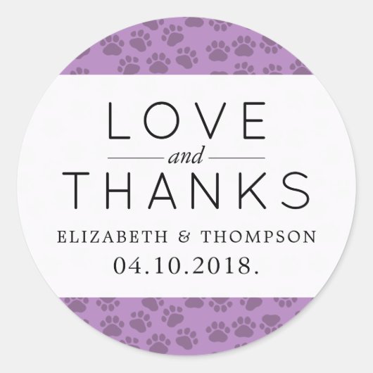 前足、犬の前足、紫の前足のパタ結婚ーン ラウンドシール (正面)