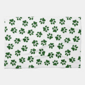 前足、犬の前足、緑の前足のパターン キッチンタオル (横)