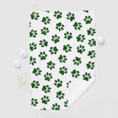 前足、犬の前足、緑の前足のパターン ゴルフタオル (インサイチュ)