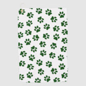 前足、犬の前足、緑の前足のパターン ゴルフタオル (正面)