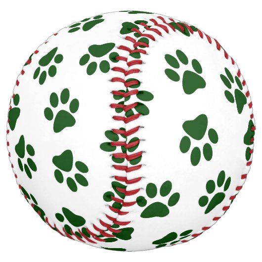 前足、犬の前足、緑の前足のパターン ソフトボール (アングル)