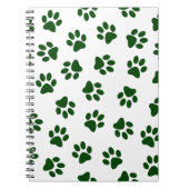前足、犬の前足、緑の前足のパターン ノートブック (正面)