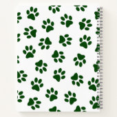 前足、犬の前足、緑の前足のパターン ノートブック (裏面)