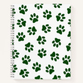 前足、犬の前足、緑の前足のパターン ノートブック (正面)