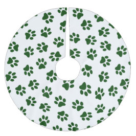 前足、犬の前足、緑の前足のパターン ブラッシュドポリエステルツリースカート