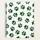前足、犬の前足、緑の前足のパターン プランナー手帳 (正面)