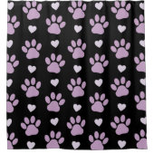 前足、犬の前足、薄紫の前足、ハート シャワーカーテン (正面)