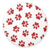 前足、犬の前足、赤い前足 セラミックノブ (正面)