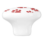 前足、犬の前足、赤い前足 セラミックノブ (側面)