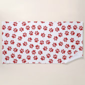 前足、犬の前足、赤い前足 ビーチタオル (正面)