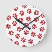 前足、犬の前足、赤い前足 ラウンド壁時計 (正面)