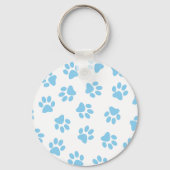 前足、犬の前足、赤ちゃん青の前足のパターン キーホルダー (正面)