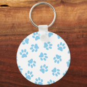 前足、犬の前足、赤ちゃん青の前足のパターン キーホルダー (正面)