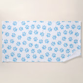 前足、犬の前足、赤ちゃん青の前足のパターン ビーチタオル (正面)