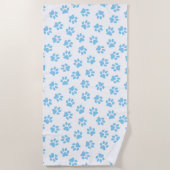 前足、犬の前足、赤ちゃん青の前足のパターン ビーチタオル (正面)