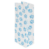 前足、犬の前足、赤ちゃん青の前足のパターン ワインギフトバッグ (正面アングル)